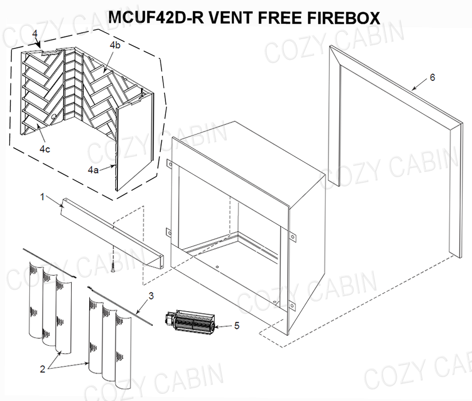 VERMONT CASTINGS MAGNUM VENT FREE FIREBOX (MCUF42D-R)  #MCUF42D-R